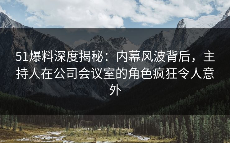 51爆料深度揭秘：内幕风波背后，主持人在公司会议室的角色疯狂令人意外