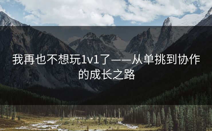 我再也不想玩1v1了——从单挑到协作的成长之路 我再也不想玩1v1了——从单挑到协作的成长之路